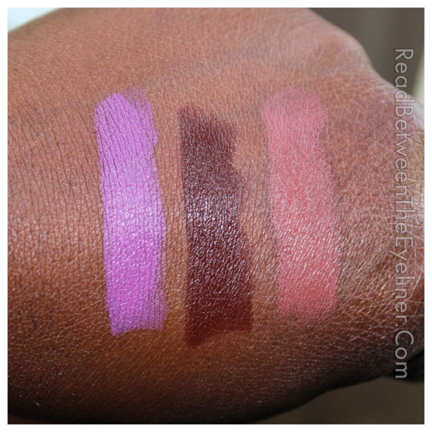 MAC men love mystery, antique velvet, whirl swatch on dark skin nw45 woc black woman
